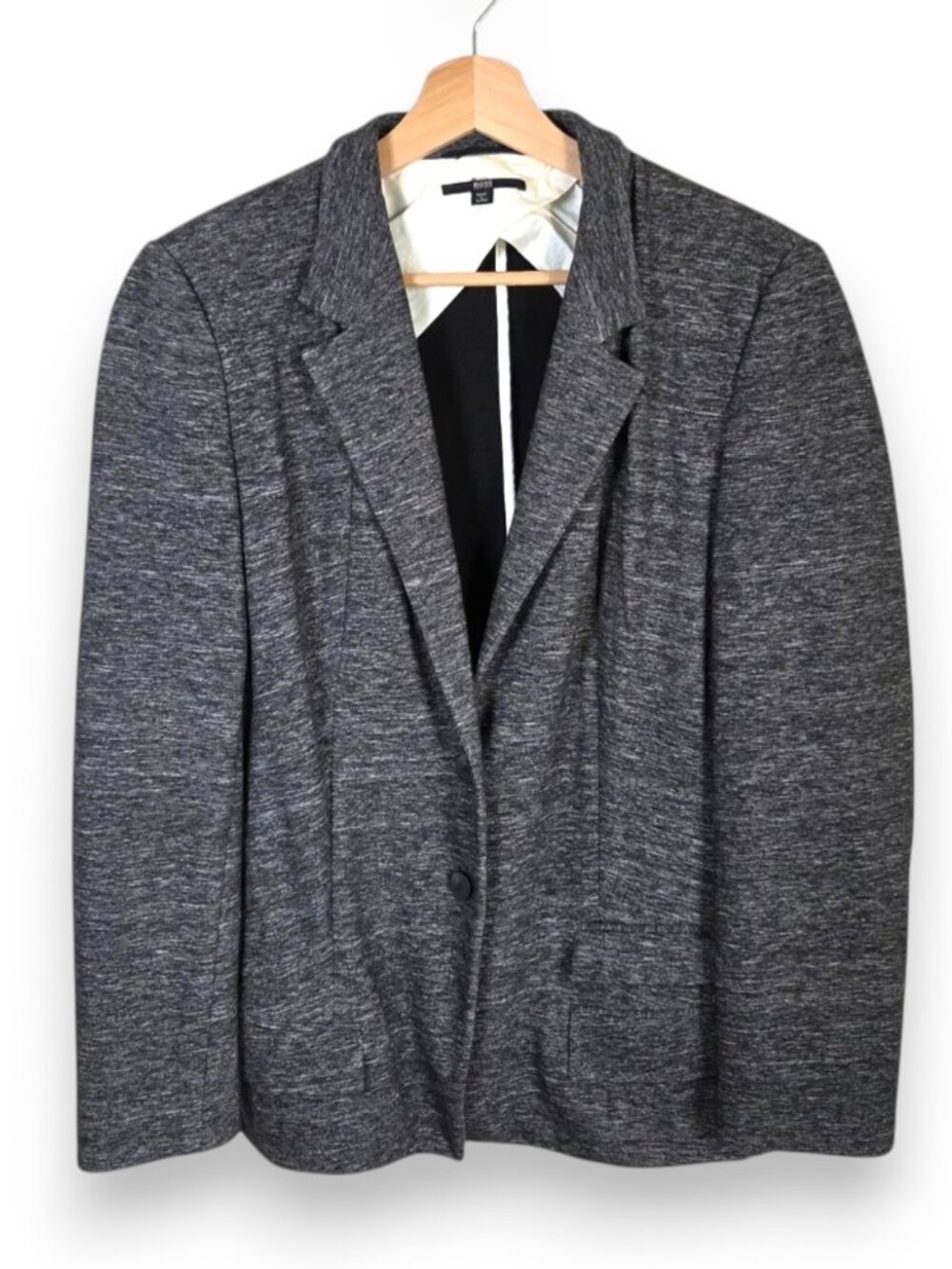 Hugo Boss Jasmena Knit Blazer Stretch Ponte Career Jacket Gray Size 10